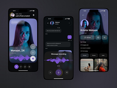 Dating Mobile App app app design chat clean dating dating app dating mobile app design match finder matching messager app mobile mobile app online dating product design relationship social app ui ui design