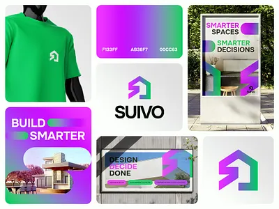 SUIVO Branding 3d app brand identity branding build business consultation corporate floor home interior logo minimal modern plan property real estate roof stratup web