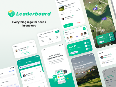 Leaderboard - Mobile App Full Preview game map game play golf match golf play golf range golf round golf score golf sport green ios leaderboard match minimal mobile app sports sports app strava ui ux virtual realities