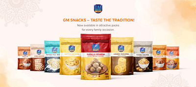 GM Snacks - Package and Banner Design banner design branding consumer goods creativedesign designinspiration graphic design label design logo package design packagingdesign print design product mockup snack packaging visualidentity