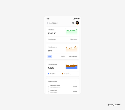 Mobile UI Dashboard analytics dashboard graphic design icon mobile design mobile ui product design sales stocks ui ui design uiux uiux designer user interface ux design