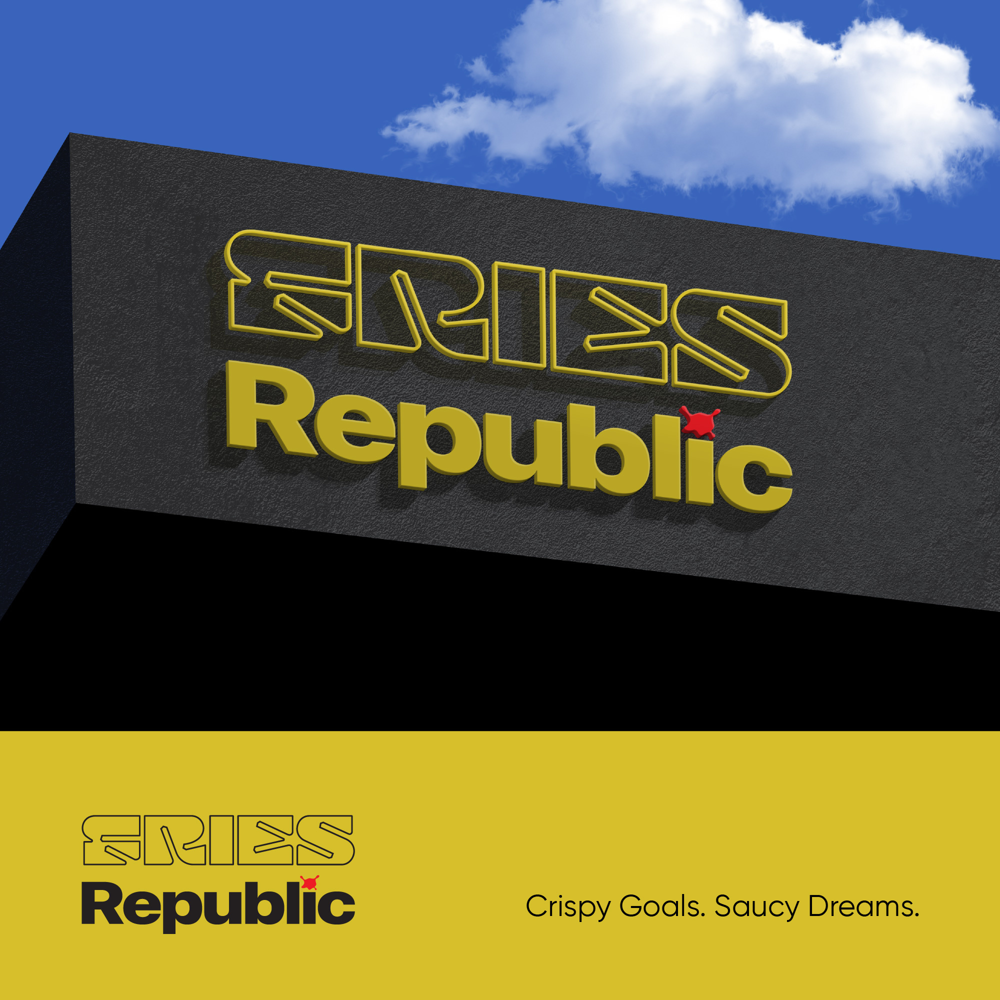 fries republic (signage mockup) abstract branding brandmark design french fries fries lettering logo logotype saucy signage wordmark