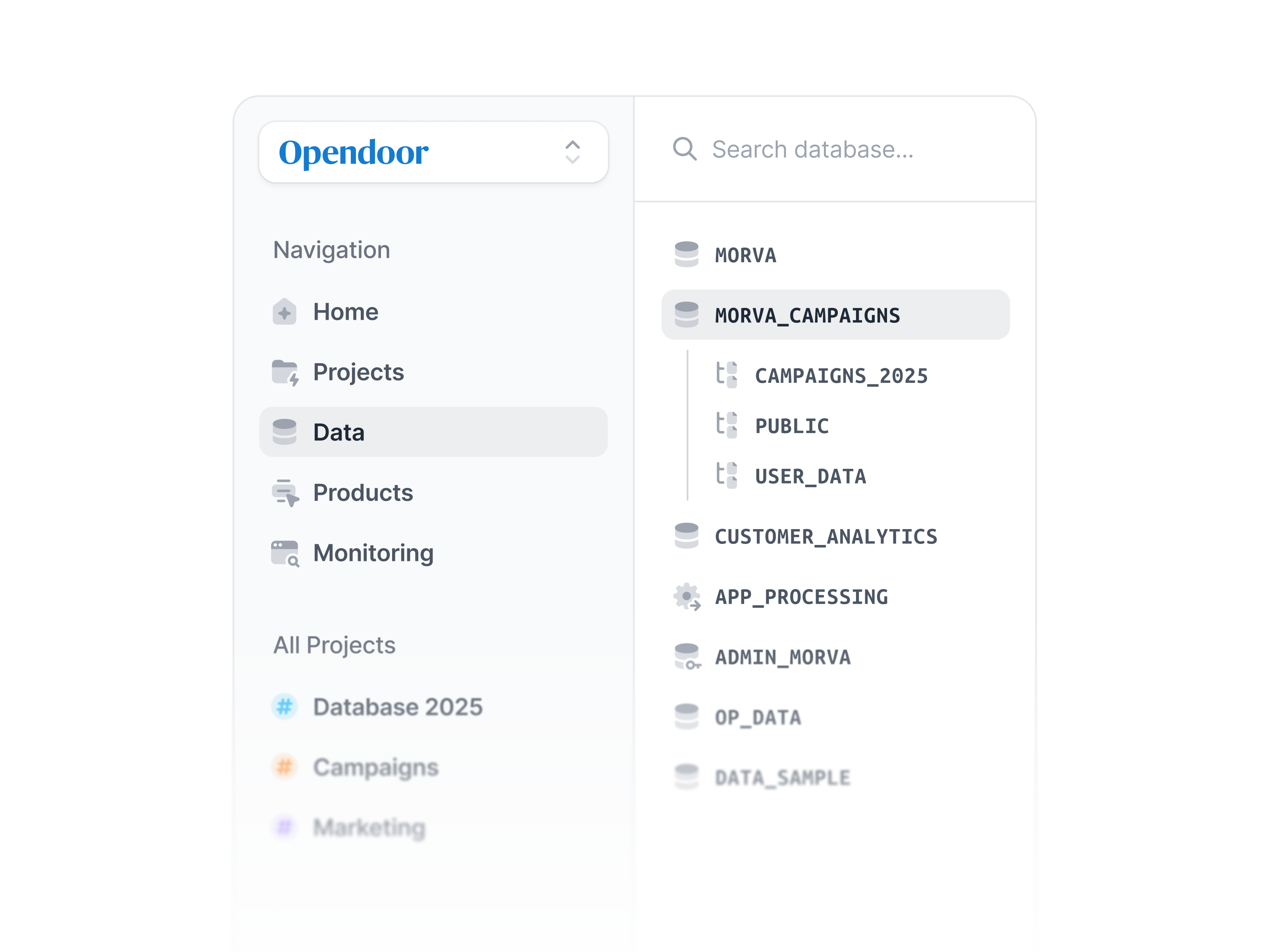Example of Tree Menu - SaaS Dashboard