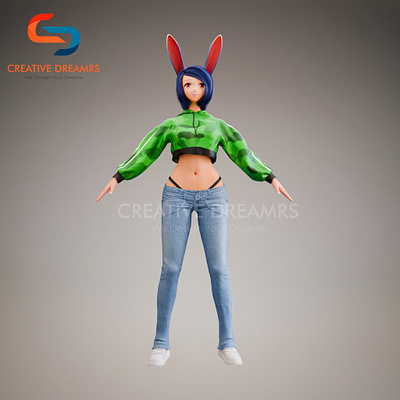 3D Character Model of a Girl 3d 3d modeing 3d rendering 3dart 3dcharacterdesign 3dmodeling animation cgiart visualization