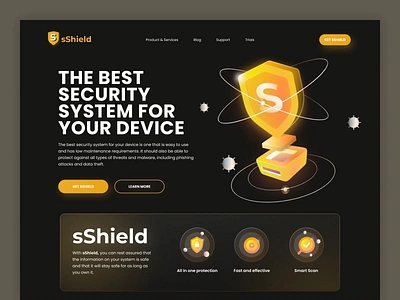 sShield Device Security animation defender design graphic design hero illustration landing motion graphics security shield system security ui vector virus website