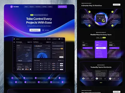 Project Management SaaS Landing Page b2b dashboard homepage landing landing page project management saas saas landing page saas website software startup task to do web design website
