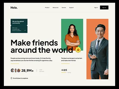 Social Network Make Friends Landing app design branding dashboard ui design ui ux web design