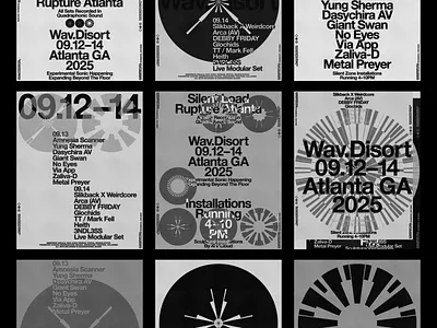 Wav.Disort—Visual Identity brand identity branding brutalist layout logo music music festival poster design sans shapes typography visual identity