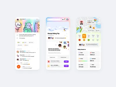 3 Apps Part 3 - #VisualExploration android app apps clean colorful flat flutter graphic design illustration ios ios app map minimal mobile mobile app native react native ui ux vibrant