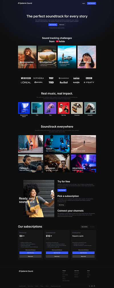 Sound - Landing page graphic design landing page minimal ui music sound ui uiux user experience user interface ux website