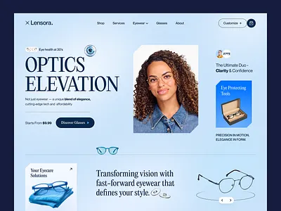 Lensora - Spectacles Online Store Website design service ecommerce website design eye doctor eye glasses eye treatment eye wear eyecare eyewear glasses googles homepage landing page landing page website spectacles web design web designer website website design website designer website landing page