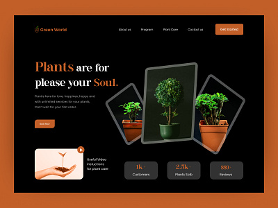 Planty Web Site Design: Landing Page company delivery app design food food delivery food delivery service food order friends gardening graphic design greenie illustration interior landing page logo nursery plant plant shop tandur ui