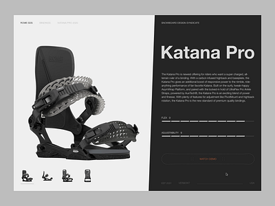 Product Details Page for Snowboard Bindings advanced grids advanced layout bindings cta details e commerce international typographic style minimal minimalism modular grid product details rome rome sds snowboard bindings snowboarding swiss design swiss style typography ui ux