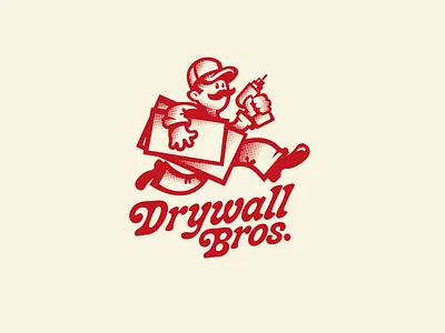 Drywall Bros. branding drywall identity illustration logo repair retro worker
