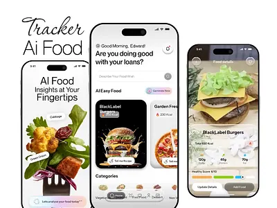 Ai food tracker app design ai app ai app design ai food app animation app design app designer app developer calorie app calorie tracker food food app food planner meal app meal planner menu app modern app restaurant app ui animation ui design