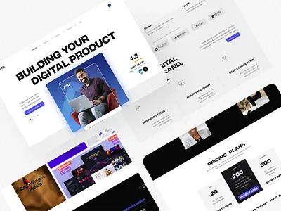Digital Agency Landing Page and portfolio Site creative direction creative studio design portfolio design system digital agency figma interaction design landing page minimal design modern design personal portfolio portfolio website responsive design typography uiux user experience user interfac visual design web design website concept