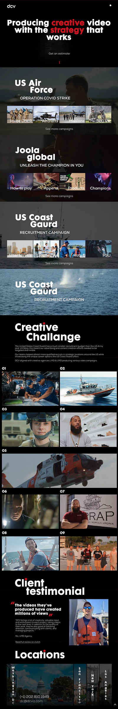 DCViz – High-Impact Video Production Platform UI/UX animation defineberry studio design studio hero section prototyping ui design ux design video editing web app web development