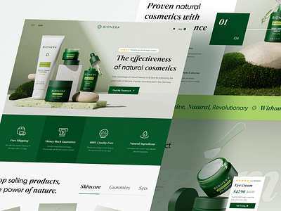 Bionera - Biological New Era Skincare Website Design beauty bionera cosmetic e commerce landing page makeup minimalist natural organic product serum shop shopify skin skincare skincare webdesign web web design web ui website