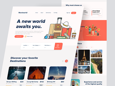 Travelling Services Landing Page Website adventure booking booking app destination home page landing page outdoor tourism travel travel agency travel app travel booking travel landing page traveling trip ui ux vacation web design website design