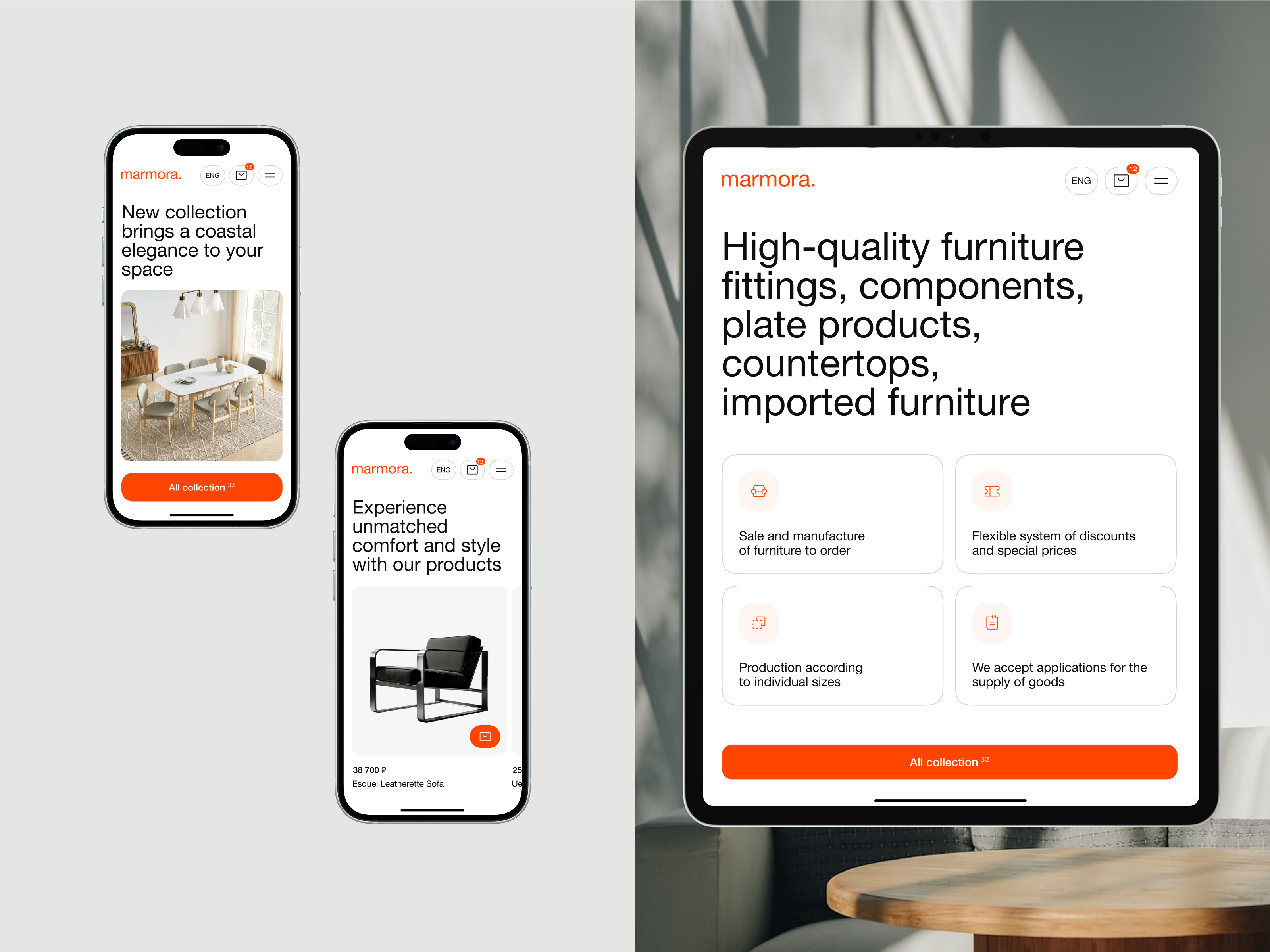 Marmora — Furniture E-Commerce Concept with Functional Aesthetic commerce design e commerce furniture market minimalism shop ui uiux website