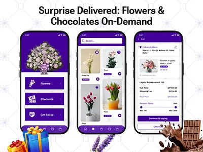 On-Demand Flower Delivery flower delivery app graphic design mobile app mobile ui on demand flower delivery on demand gift wraping online flower delivery ui design ui ux