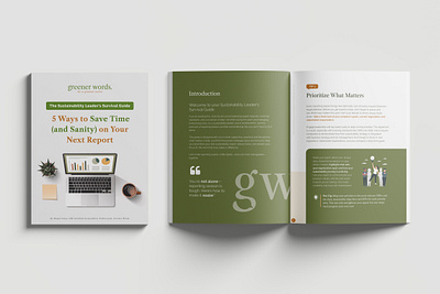 Sustainability Guide for Greener Words branding canva design document design high quality illustration indesign lead magnet premium professional whitepaper design