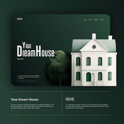 IDHS – Dream House Hero Section design studio green house hero section house prototyping ui design ux design web app web development