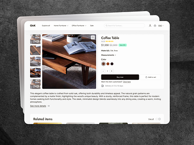 Product Page UI colouroptions ecommerce furniturestore header productdiscription productpage ui