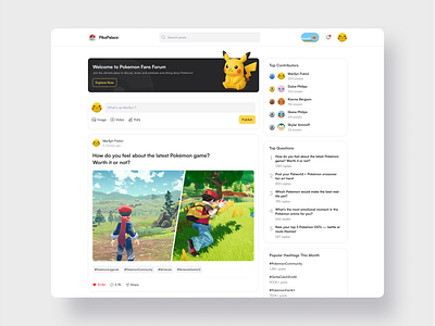 PikaPalace - Pokemon Fans Forum animation anime community desktop fan forum fans forum game gaming pikachu pokemon ui design uiux website