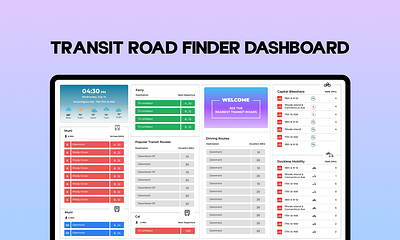 Transit Road Finder Dashboard UI dashboard design transit finder dashboard transit system ui design uiux design ux design