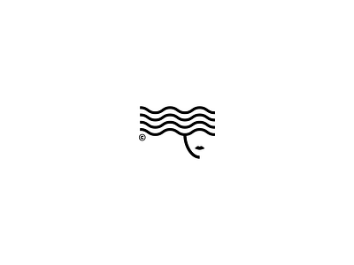 Wavy Hair Logo (Unused) beauty logo face logo female face logo female logo hair logo logo modern logo wavy hair logo wavy logo
