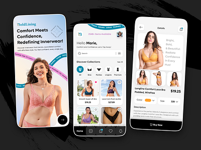Minimalist Innerwear App Design Concept app design app development branding cloths app ecommerce ecommerce app ecommerce shop graphic design innerwear minimal mobile online store online store commerce product design shopify store shopping app shopping cart ui ux women dress