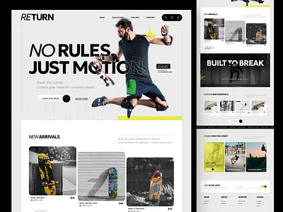 RETURN — Brutalist x Sport E-commerce UI brutalism brutalistdesign ecommerce graphic design landing page modern typography ui ui design user interface ux ux design web design webdesign