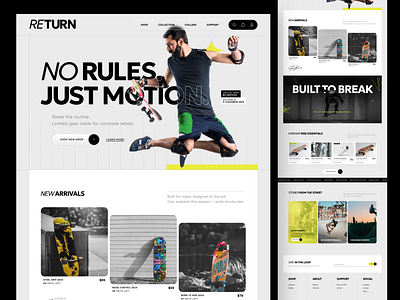 RETURN — Brutalist x Sport E-commerce UI brutalism brutalistdesign ecommerce graphic design landing page modern typography ui ui design user interface ux ux design web design webdesign