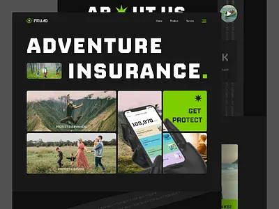 Landing Page Pruad - Adventure Insurance adventure adventureinsurance designinspiration dribbbletrending insurance insurancesolution landingpagedesign ui uichallenge uidesign uiux webdesign