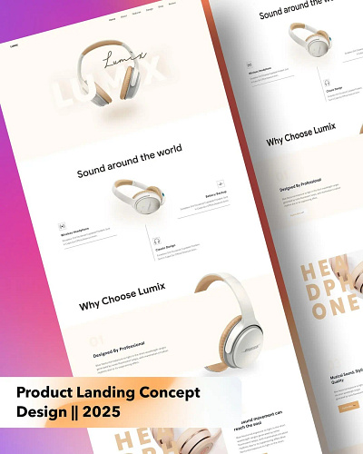 Modern Product landing page design animation branding business design figma framer graphic design heasphone] landing page landing page dersign mwrketing product product landing page ui uiux web design website website design wix wordpress