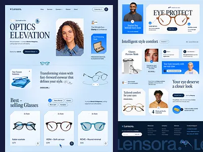 Lensora - Eyewear Store Website design service ecommerce eye glasses eyecare eyewear eyewear fashion glasses homepage landing page landing page website lunettes optical optics shades sunglasses web design web designer website website design website designer