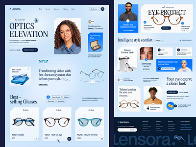 Lensora - Eyewear Store Website design service ecommerce eye glasses eyecare eyewear eyewear fashion glasses homepage landing page landing page website lunettes optical optics shades sunglasses web design web designer website website design website designer