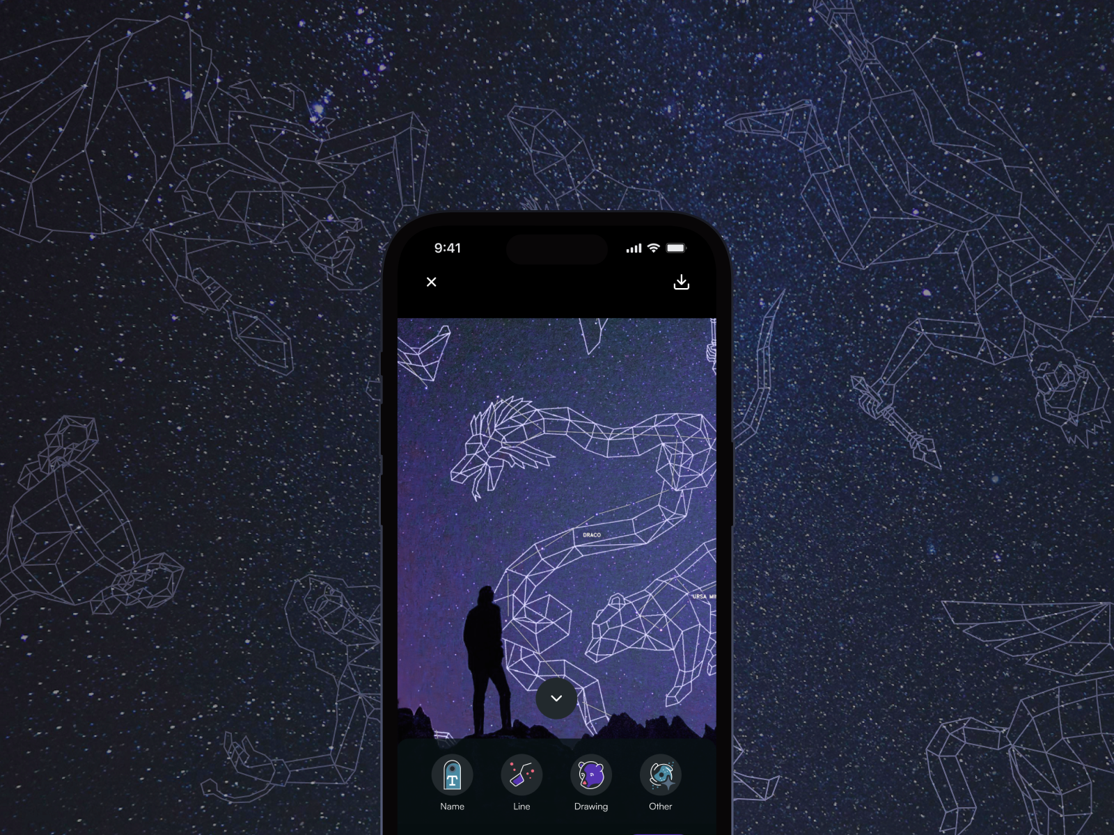 Nocturne - Astrophotography app app illustrations astrophotography branding camera darkui figma graphic design icons iconset illustration iosapp layer mobiledesign motion graphics nightmode space stargazing ui ux vector