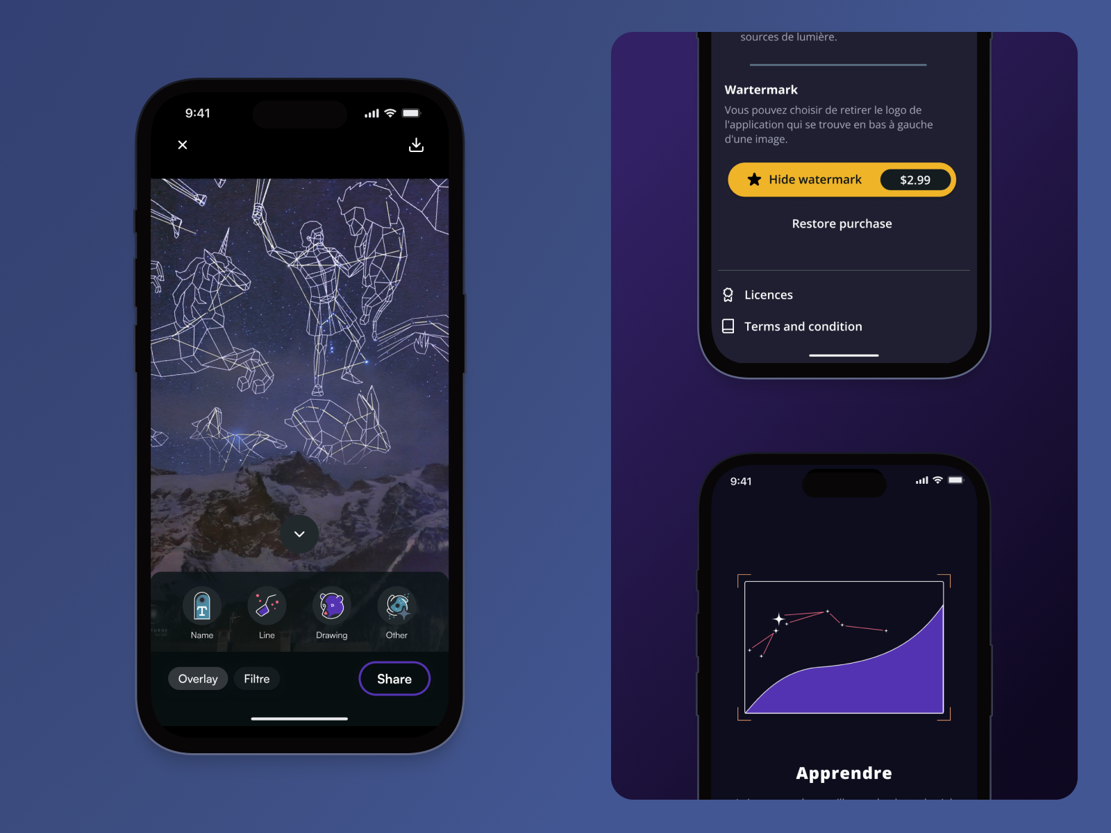 Nocturne - App update & Visuals astrophotography branding camera darkui figma graphic design illustration ios motion graphics night mode space stargazing ui ux vector