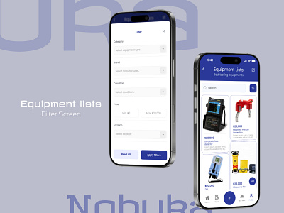 Filter Screen equipment list filter screen mobile app screen ui