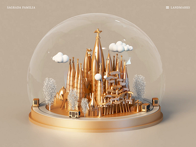 Landmarks - Sagrada Familia 3d animation blockchain branding city game graphic design illustration isometric landing page marketing motion render social ux video vr web web3 webdesign