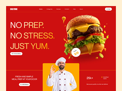 Dailydine ✦ Food delivery website delivery service food food web home page landing page minimal snacks ui uiux design ux web web design web page website
