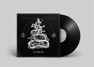 Sermon – Album Cover Illustration album alchemy ancient art book cover demon engraving etching fantasy graphic design illustration lineart metal pagan record ritual snake vinyl visualstorytelling
