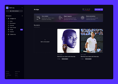 AI clips for Restream app design design interface product design ui ui design user experience user interface ux