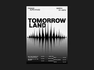 Tomorrowland poster black festival graphic design mountain music paper poster ui ux wave white
