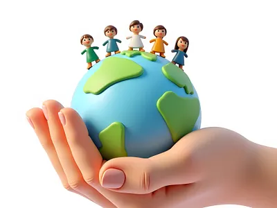 AI-Child Diversity Around the Earth in a Hand world peace