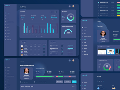 Time Tracker Dashboard UI - Tracy.ai dashboarddesign eamproductivity employeemonitoring hybridwork performanceanalytics productdesign productivitydashboard productivitytools projecttracking saasdesign taskmanagement teamcollaboration teamperformance techtools timetracking ux design web design workefficiency workforceanalytics workmanagement