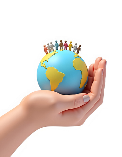 AI-Holding the World with Diverse Children Standing love