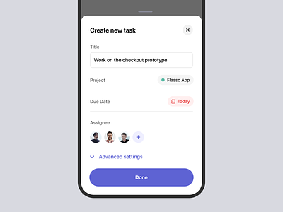 Create New Task app bottom sheet button minimal mobile modal task ui ux